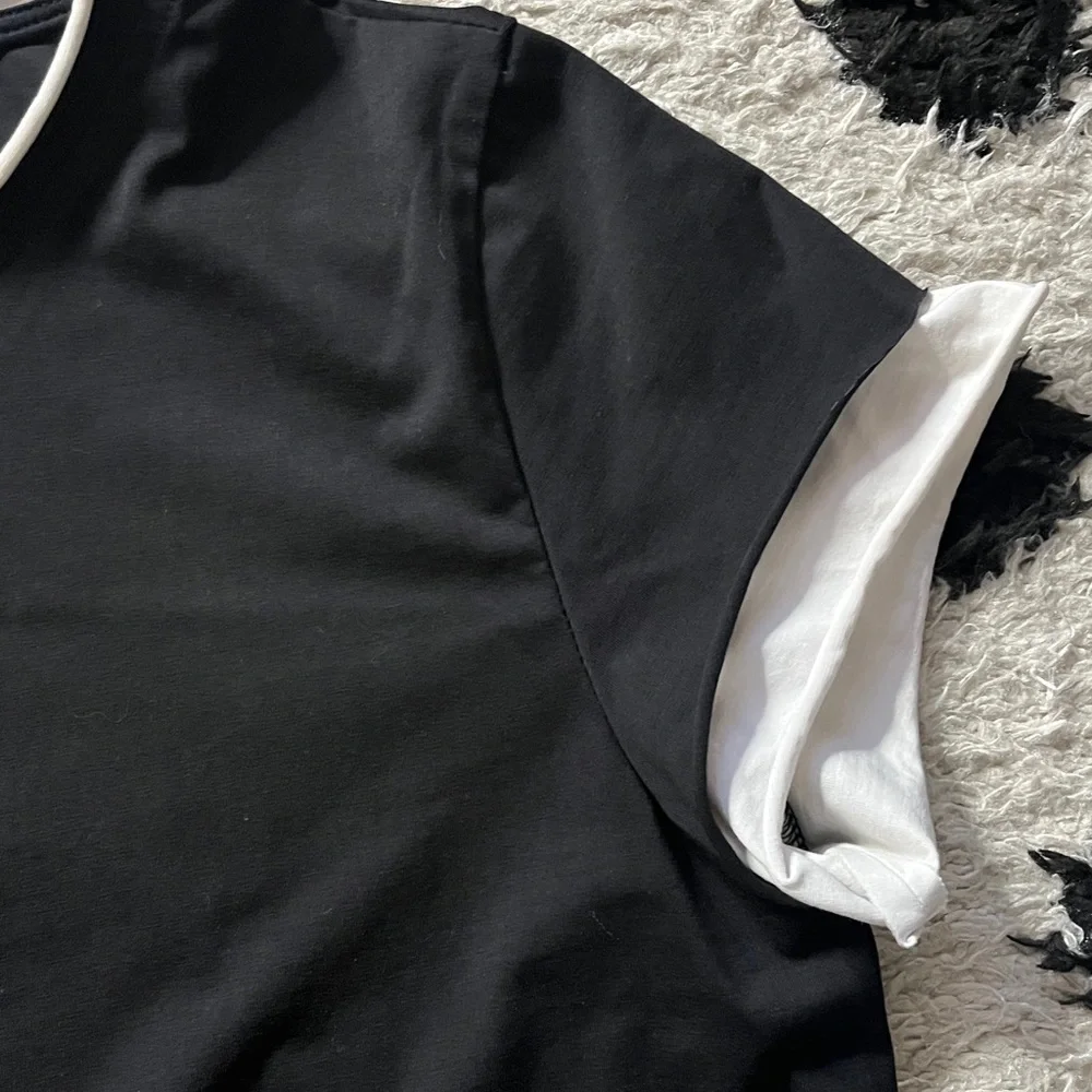 Amici by Baci size(look @ measurements) black and White Women's Top